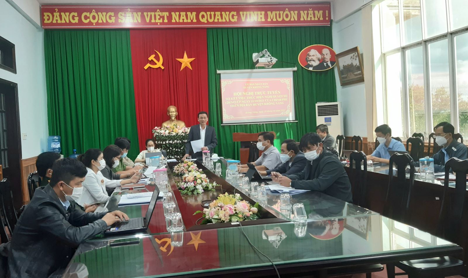 Ban chỉ đạo phòng chống dịch Covid-19 huyện Krông Năng sơ kết thực hiện Nghị quyết số 128 của Chính phủ