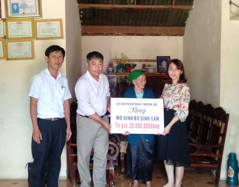 Trao mô hình chăn nuôi bò sinh sản đối với người có công thuộc diện hộ nghèo tại huyện Krông Năng