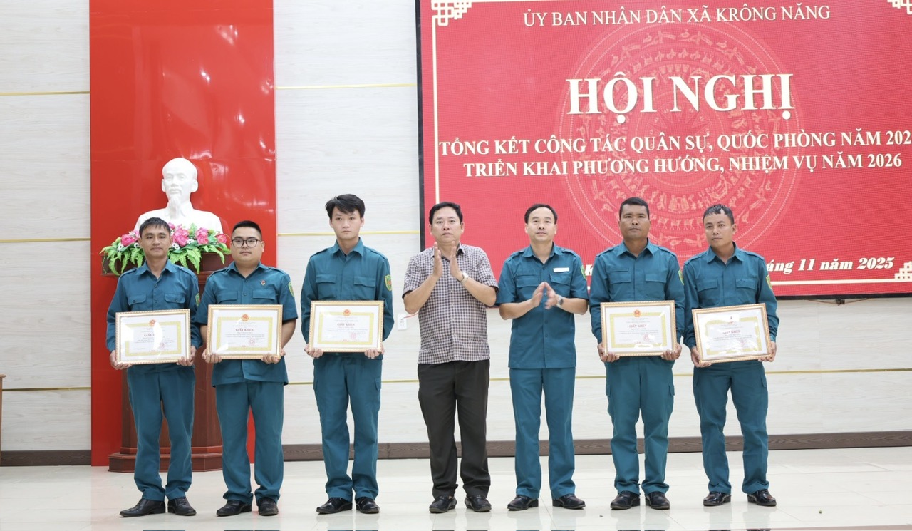 UBND xã Krông Năng tổng kết công tác quân sự quốc phòng năm 2025, triển khai phương hướng nhiệm vụ năm 2026