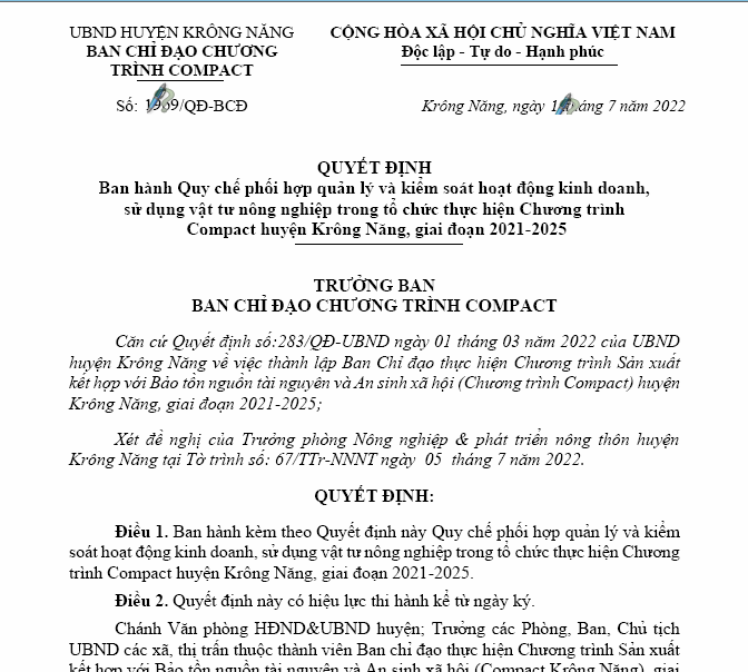 Công văn V/v đẩy nhanh tiến độ hoàn thành các hoạt động và tăng cường hoạt động truyền thông thuộc Chương trình Compact năm 2025