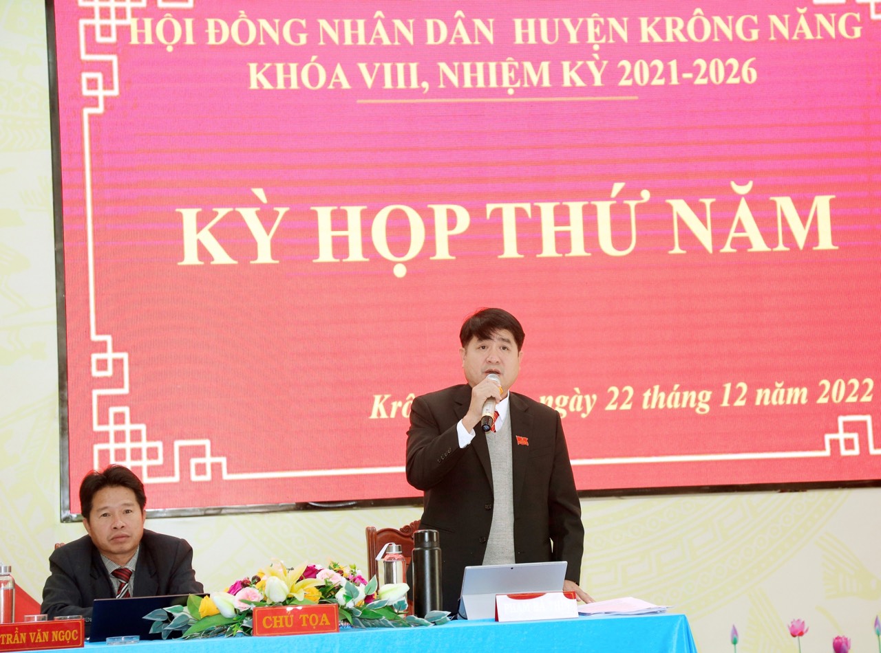 Kỳ họp thứ năm HĐND huyện Krông Năng khóa VIII, nhiệm kỳ 2021-2026