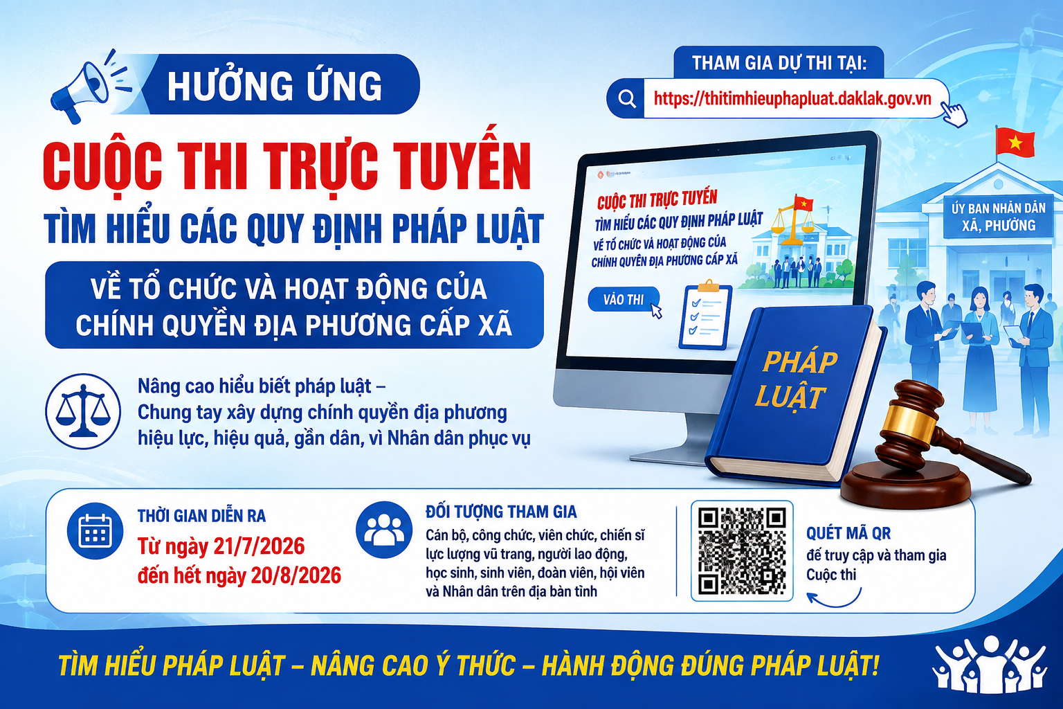 HƯỞNG ỨNG CUỘC THI TRỰC TUYẾN TÌM HIỂU CÁC QUY ĐỊNH PHÁP LUẬT VỀ TỔ CHỨC VÀ HOẠT ĐỘNG CỦA CHÍNH QUYỀN ĐỊA PHƯƠNG CẤP XÃ